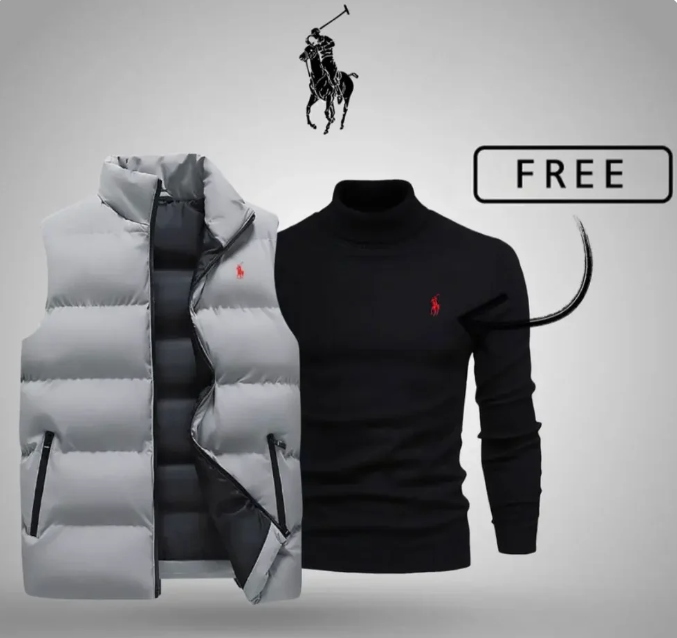Men’s Style & Comfort Set – Puffer Vest + Free Knit Sweater