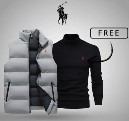 Men’s Style & Comfort Set – Puffer Vest + Free Knit Sweater