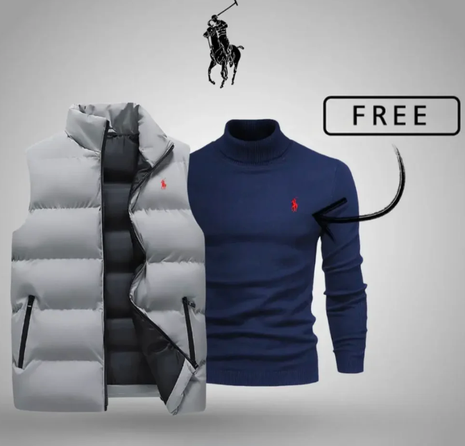 Men’s Style & Comfort Set – Puffer Vest + Free Knit Sweater