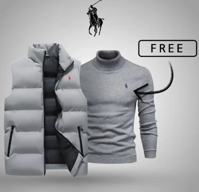 Men’s Style & Comfort Set – Puffer Vest + Free Knit Sweater