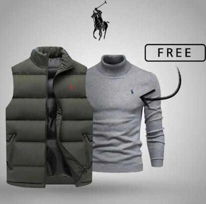 Men’s Style & Comfort Set – Puffer Vest + Free Knit Sweater