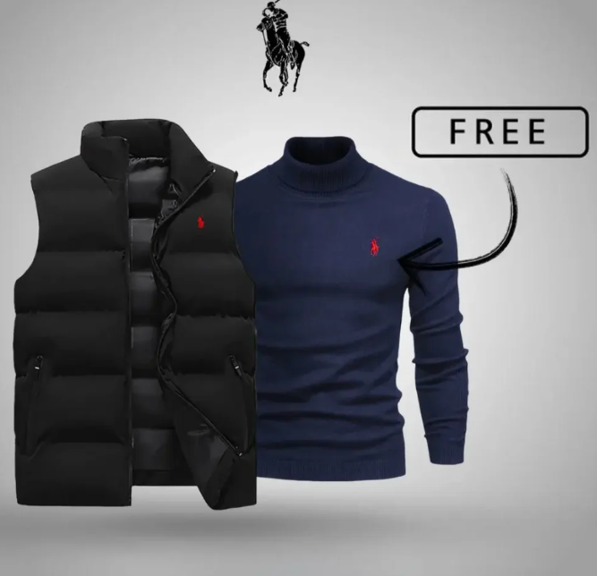Men’s Style & Comfort Set – Puffer Vest + Free Knit Sweater