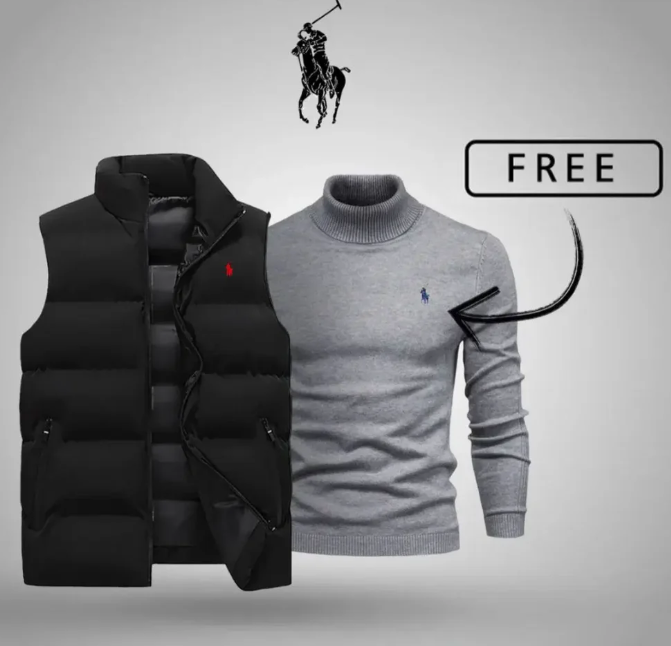Men’s Style & Comfort Set – Puffer Vest + Free Knit Sweater