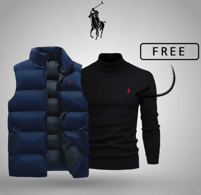 Men’s Style & Comfort Set – Puffer Vest + Free Knit Sweater