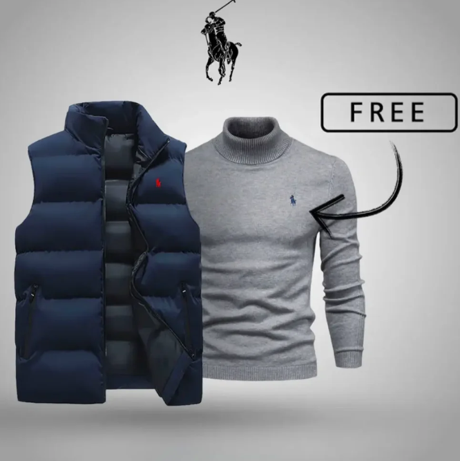 Men’s Style & Comfort Set – Puffer Vest + Free Knit Sweater