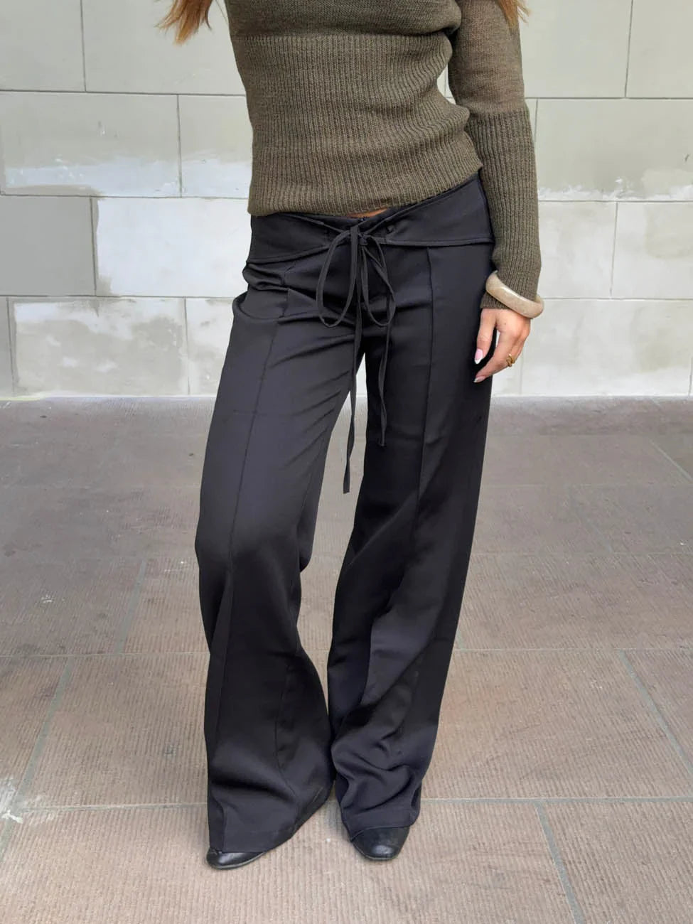 Nula suit pants with tie belt - Taupe